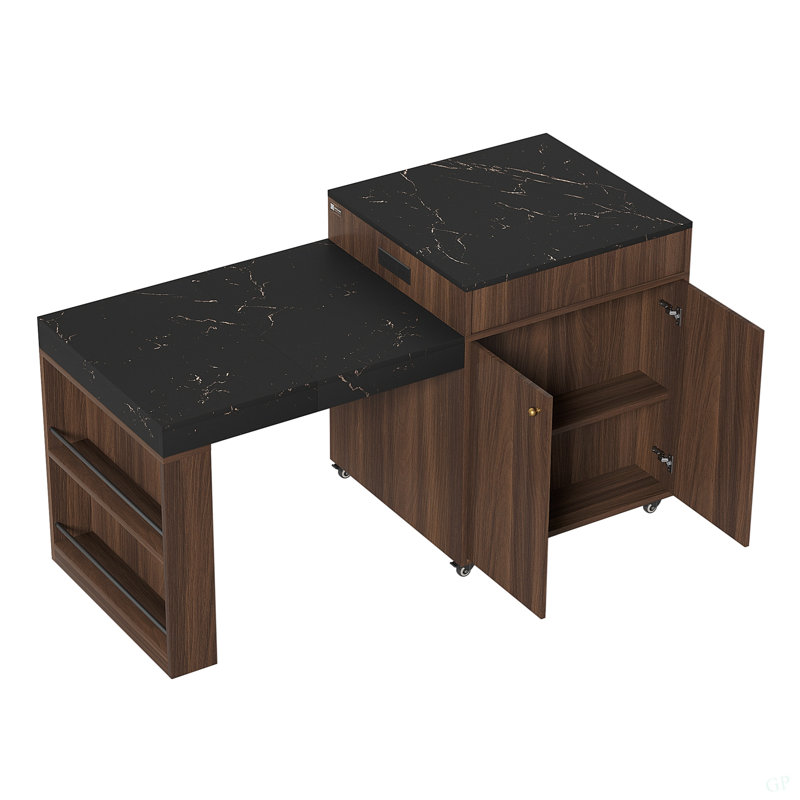 78.8'' Rolling Kitchen Island With 3-Stage Extendable Dining Table (Seats 6-8),Built-In Power Outlet, Ample Storage Drawers & Cabinets,Mobile On Wheels - High-Density MDF,Easy Assembly