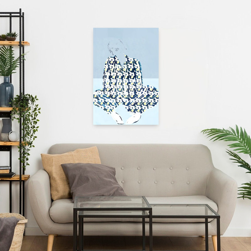 «Pajama Woman», art abstrait abstrait tropical, fruits, H 24 po x l 16 po