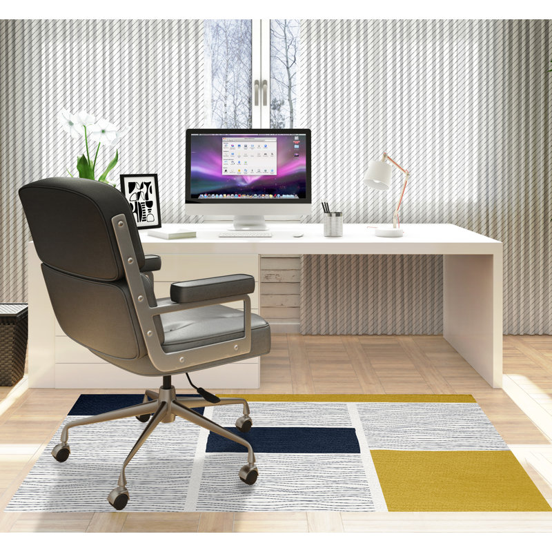Tapis de chaise rectangulaire Rapu, L 48 po x L 72 po, Jaune