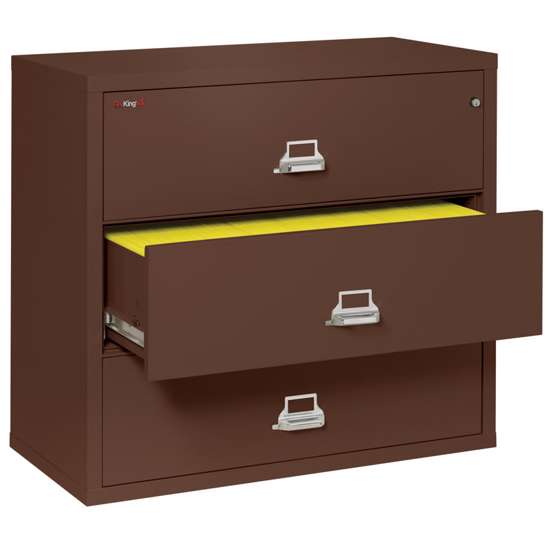 3 - Drawer File Cabinet, Brown, Key Lock