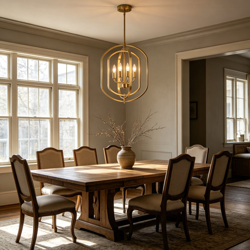 Luminaire lanterne réglable à 4 lumières de 16 pouces, Laiton