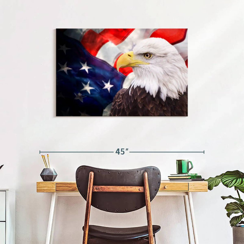 USA Flag And American Eagle, 24" H x 36" W