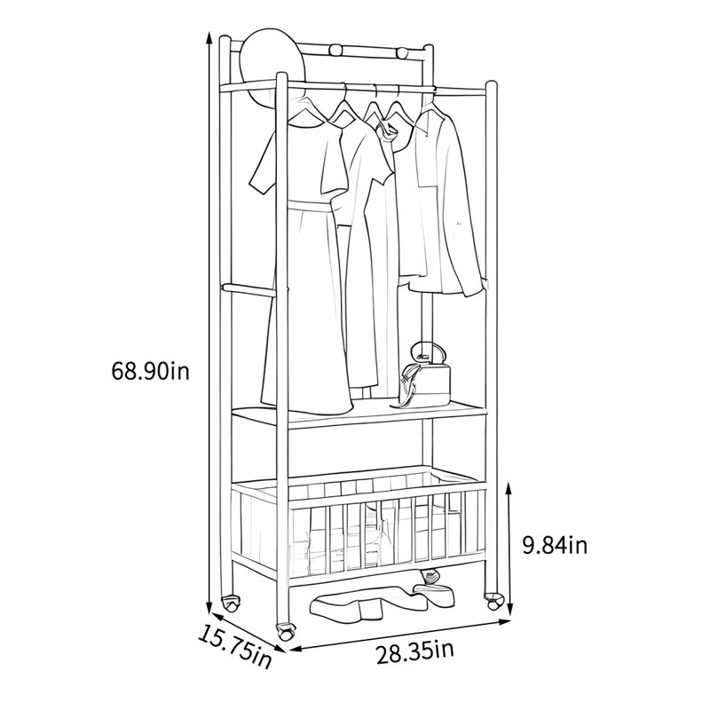 Mobile Coat Rack with Storage