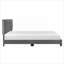 Lit plateforme tapissier grand lit, luxueux meuble de chambre en velours capitonné à boutons gris avec tête de lit réglable