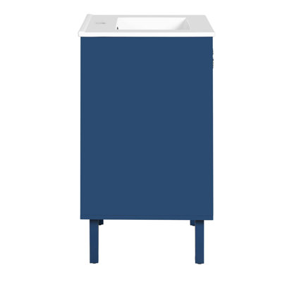 Meuble-lavabo de style français avec lavabo en céramique et tablettes de rangement