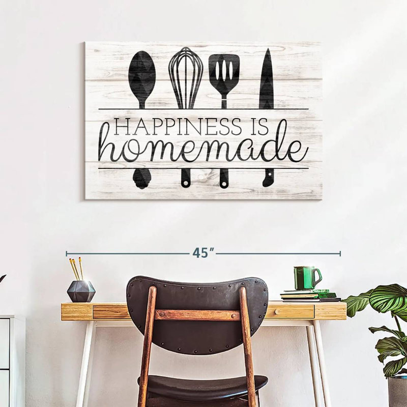 «Happiness Is Hommade Kitchen Tools», reproduction sur toile, H 26 po x l 39 po x P 1,25 po