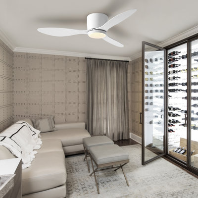 Ventilateur de plafond encastré à intensité variable de 42 po / 52 po avec lumières DEL et télécommande Jamarreon