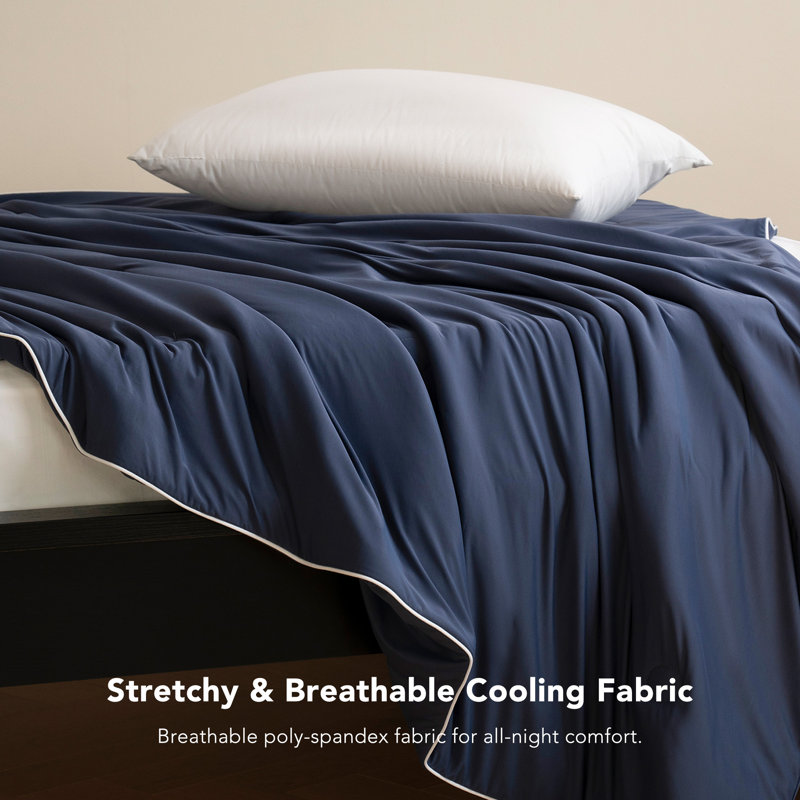 Summer Cooling Comforter, All-Season Silky Smooth Lightweight & Breathable Quilt for Hot Sleepers with Q-Max 0.45 Technology, Temperature Regulating Blue Cooling Blanket for Night Sweating Relief, Available in Queen