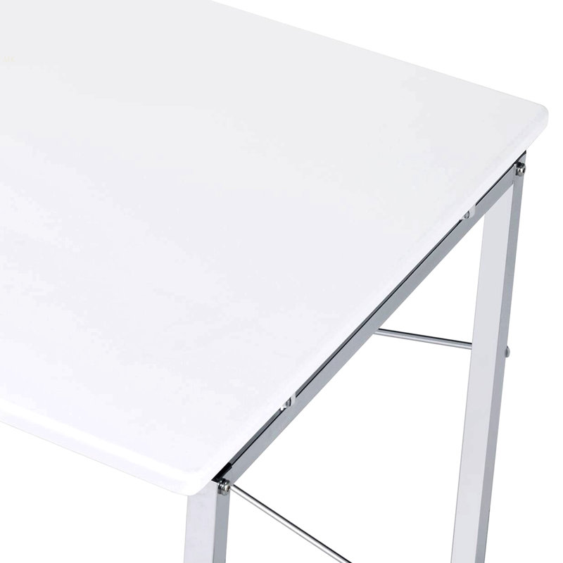 White And Chrome Writing Desk With Sled Base, White