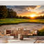 Murale Papier peint auto-adhésif, terrain de golf, coucher de soleil, sport, sable, bunker, soleil, arbres, auto-adhésif, papier contact amovible, décoration murale pour salon, chambre à coucher H 69 po x l 96 po-129491154