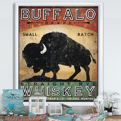 « rétro buffalo whiskey »-cadre photo imprimé sur toile