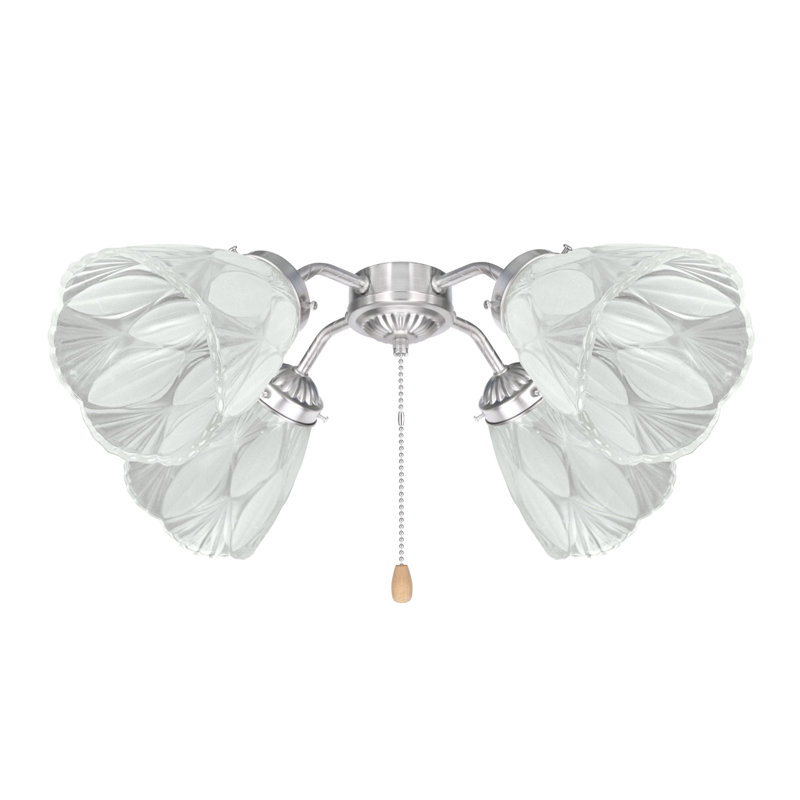 Clear Frosted Glass Bell Ceiling Fan Replacement Shades, Set of 4