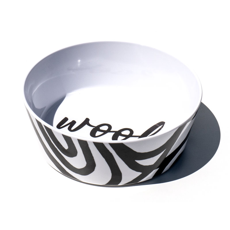 Bol pour animal en mélamine noir et blanc Wouf Lines - grand - 5 tasses - noir