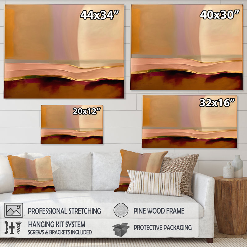 Earth Tone Mysteries III - Art mural abstrait sur toile, H 12 po x l 20 po x P 1 po, Toile tendue