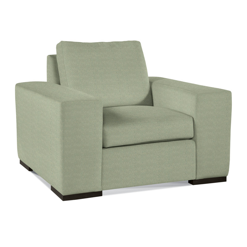 Memphis Armchair, Green Performance Fabric; 0851-54, Havana
