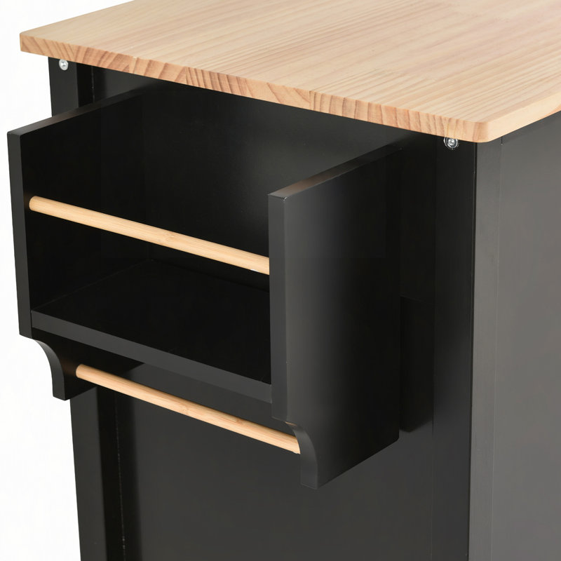 Kitchen Island Cart with Solid Wood Top and Locking Wheels,54.3" Width,4 Door Cabinet and Two Drawers,Spice Rack, Towel Rack