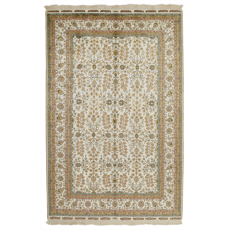 Tapis turc ivoire en soie 5 x 8