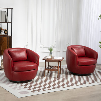 Fauteuil demi-tonneau rembourré pivotant avec rangement 2 pièces