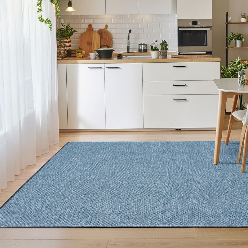 Tapis moderne à carreaux antidérapant lavable, Rectangle 5 pi x 7 pi