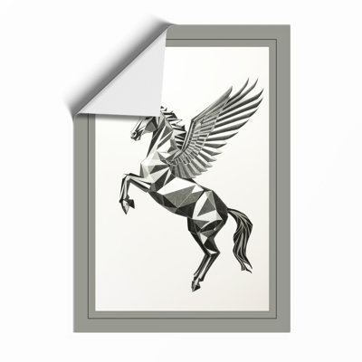 Winged Unicorn Rearing Vintage - Framed Print