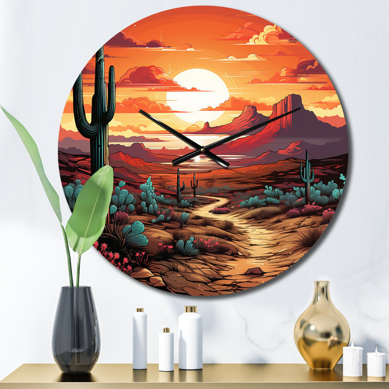 Horloge ronde en métal Wilderness Heat - Desert, Petit