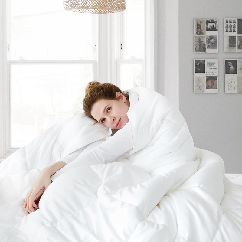 Snorze Cloud Coma Inducer Silky Bamboo Oversized Comforter Set, King Comforter + 2 King Shams, White