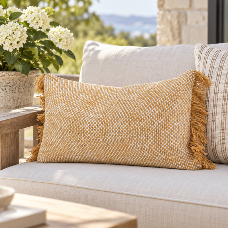Yellow Handwoven 100% Cotton Decorative Pillow Cover , Yellow