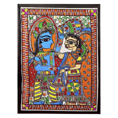 Divine Radha And Krishna | Acrylic On Handmade Paper | By Muskan