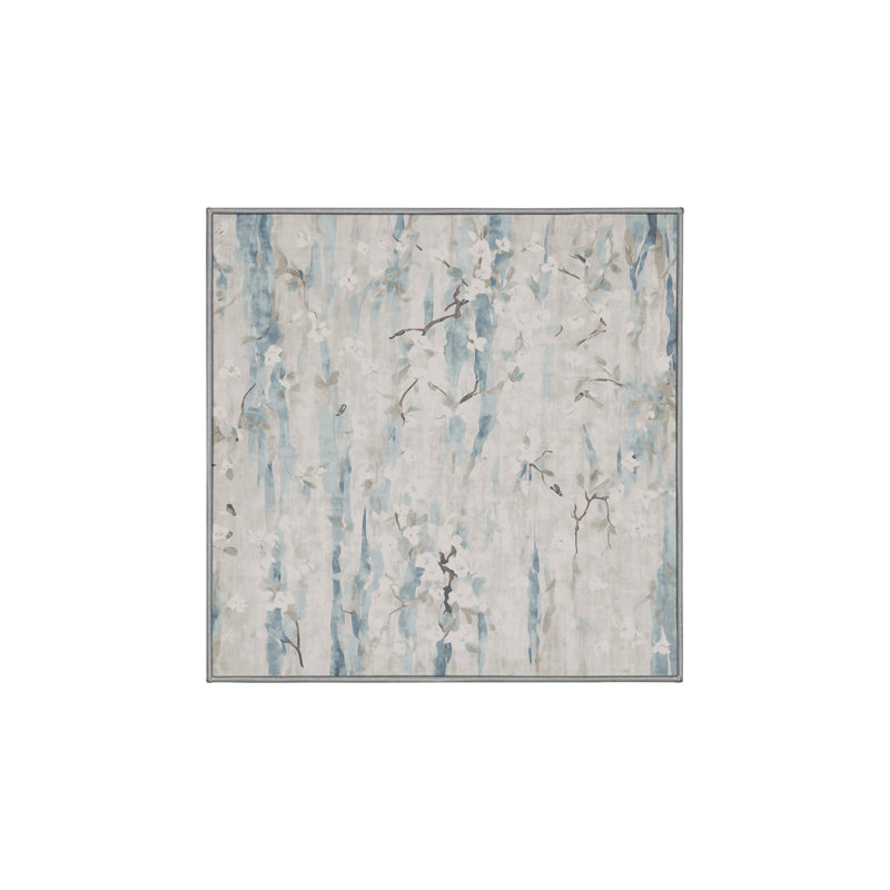 Machine Washable Gray Area Rug, Square 5'