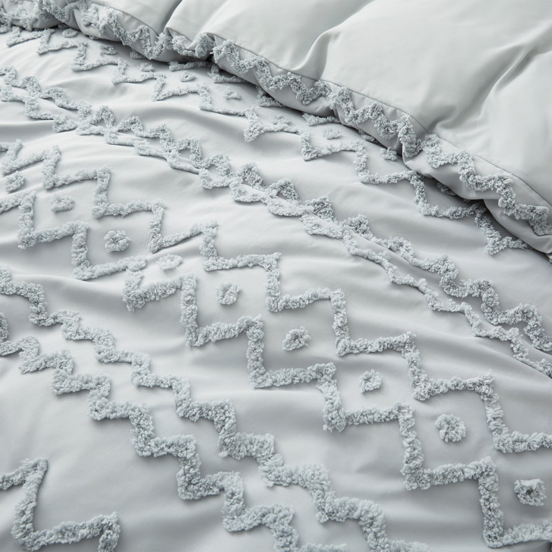 Ensemble de housse de couette réversible en microfibre blanche, Housse de couette très grand + 2 très grandes ta, Gris clair