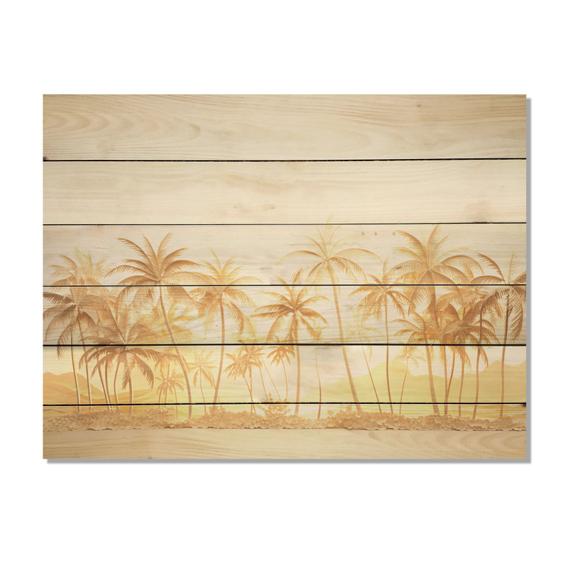 Golden Grove Palm Tree Shadows I - palmiers et palmiers, art sur bois de pin naturel, H 10 po x l 20 po