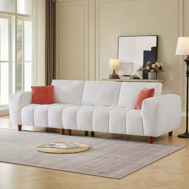 Canapé modulaire convertible 111,81 po Marshmallow, Tissu blanc