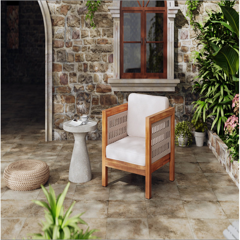 Fauteuil club d'extérieur en bois d'acacia