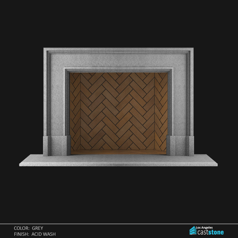 Lotus Fireplace Surround, Gray Acid Wash