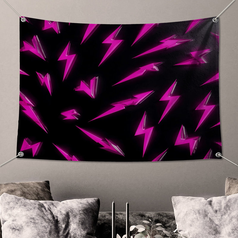 Tapisserie murale éclair rose - décoration murale éclair, 104in H x88 with 4 Grommets
