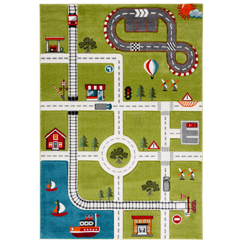 Tapis vert / ivoire Gaven, Rectangle 9 pi x 12 pi