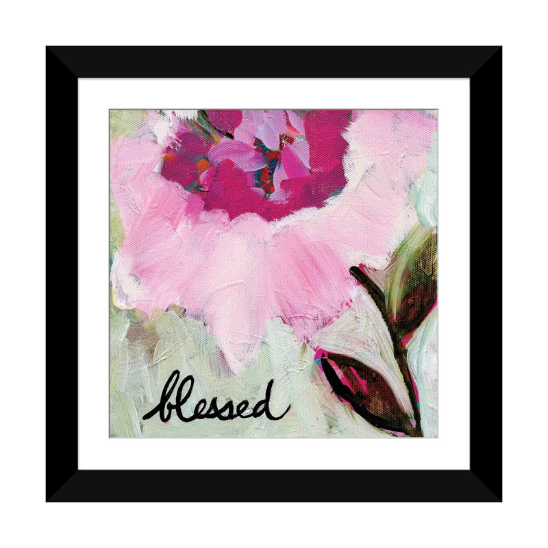 «Blessed», impression sur toile, H 16 po x l 16 po x P 1 po, Papier beaux-arts encadré noir, Blanc