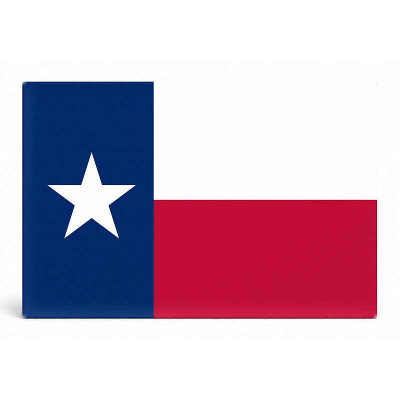 Texas State Flag - paysage, art mural sur toile, 18" W x 12" H