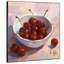 Très grande reproduction d'art sur tissu - Cerises rouges dans un bol blanc Nature morte, décoration murale pour le salon ou la chambre à coucher - «Assemblage requis du cadre (cadre non fini)»-1102303412