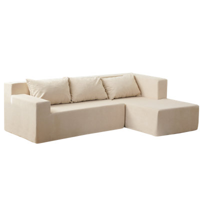 (Video)Compressed Modern Modular Sectional Sofa, L-Shaped Couch Minimalist 2 Pieces Cloud Couch Foam Sofa With Pillows For Living Room Apartment, No Assembly Required