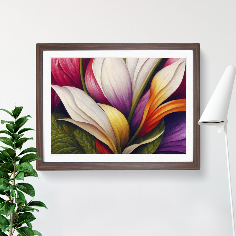 Magnificent Flowers - Single Picture Frame Print, 46cm H x 64cm W x 2cm D, Walnut