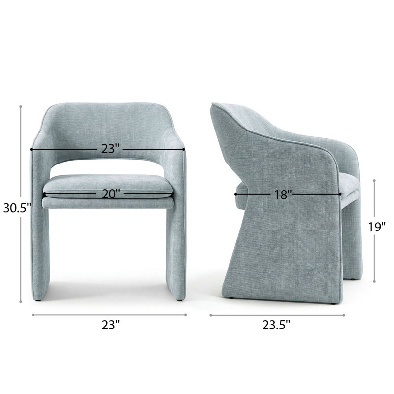 19" Seat Height Upholstered Fabric Dining Armchair, Sky Blue