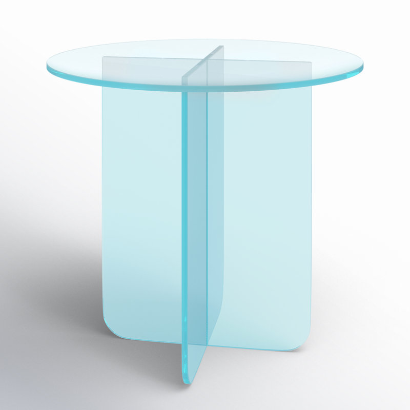 Vinci Large End Table In Iridescent Glass, 20" H x 22" W x 22" D