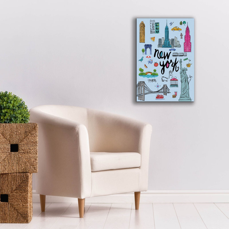 Toile épique Graffiti «Travel Nyc Blue» par Farida Zaman, 18 po x 26 po, H 26 po x l 18 po