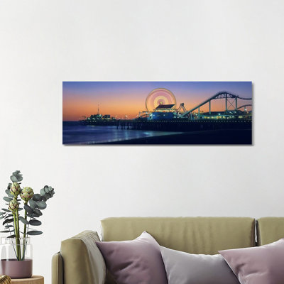 Ferris Wheel On The Pier, Santa Monica Pier, Santa Monica, Los Angeles County, California, USA by Panoramic Images - Wrapped Canvas Print