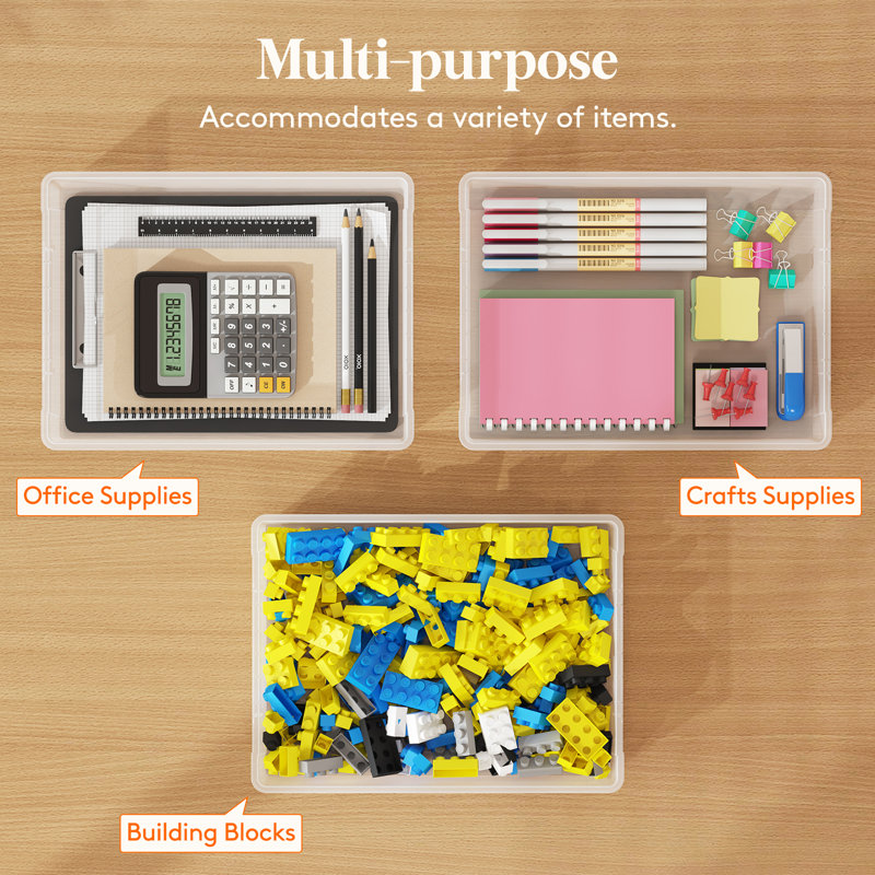Clear Stackable Plastic Lidded Storage Boxes for A4 Paper