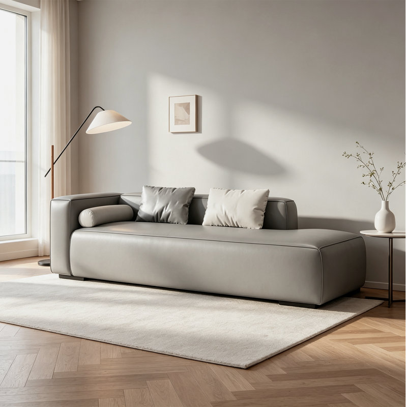 Chaise longue en similicuir de luxe moderne, Grey