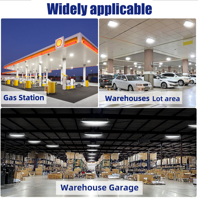  Luminaire à DEL commercial 70 W, paquet de 2, 8400 lumens, entrée 110 V, remplacement 300 W HPS / HID, pour station-service, abri d'auto, entrepôt, garage blanc