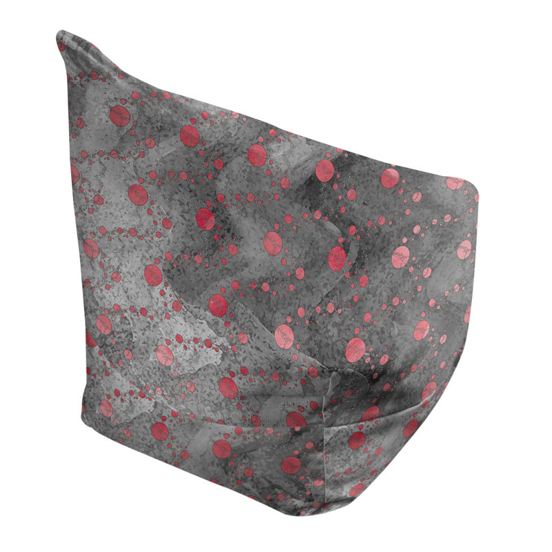 Fauteuil sac de pois Leffel, H 27 po x l 30 po x P 25 po, Pouf fauteuil, Noir / Rouge