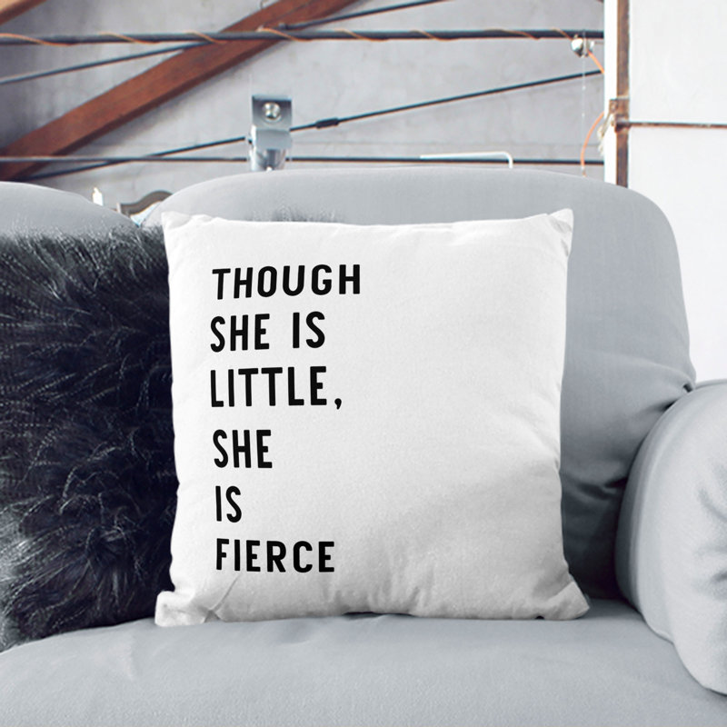 She Is Fierce Typography Square Throw Cushion, 40cm H x 40cm W x 15cm D